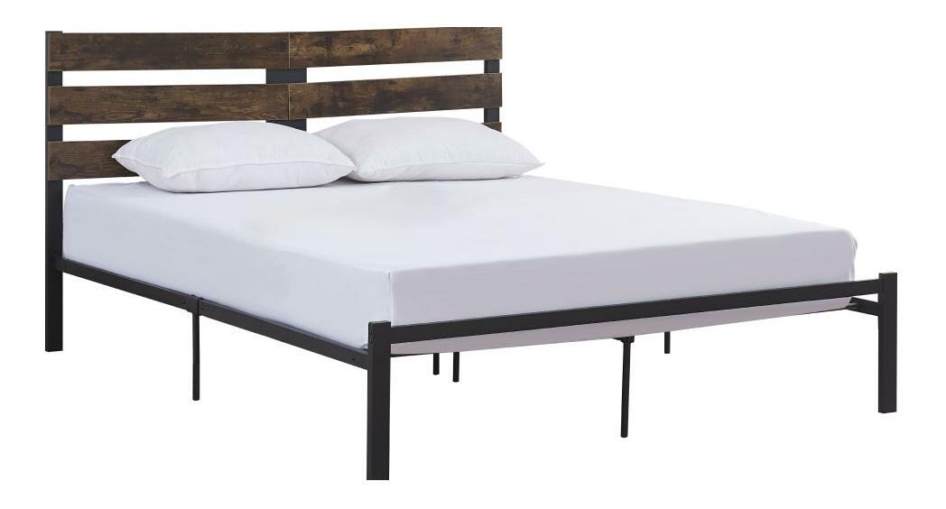 Bračni krevet160 cm Acabarian (crna + hrast rustikal) (sa podnicom)