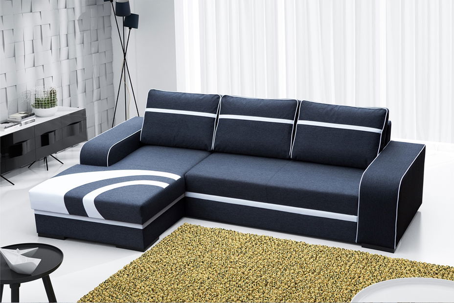 Sarok kanapé Foster (sötétszürke + fehér) (B)