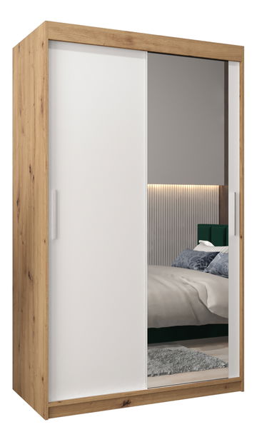 Dulap de haine 120 cm Toki 2 (stejar artisan + alb mat)