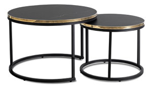 Set 2 măsuțe de cafea Anglofonos (marmură negru + auriu) 