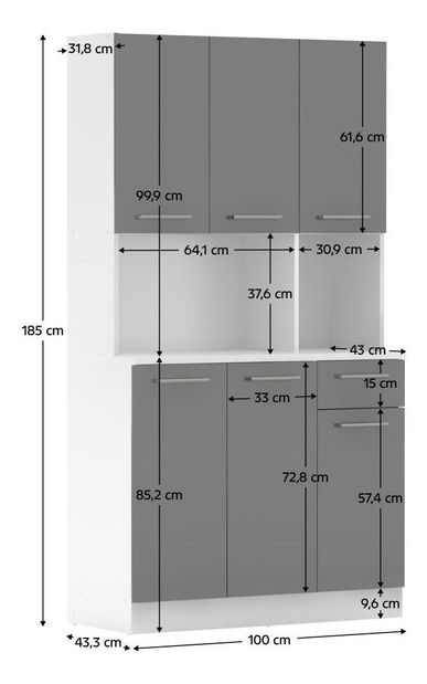 Kuhinjski kutak Palermo NEW (bijela + grafit)