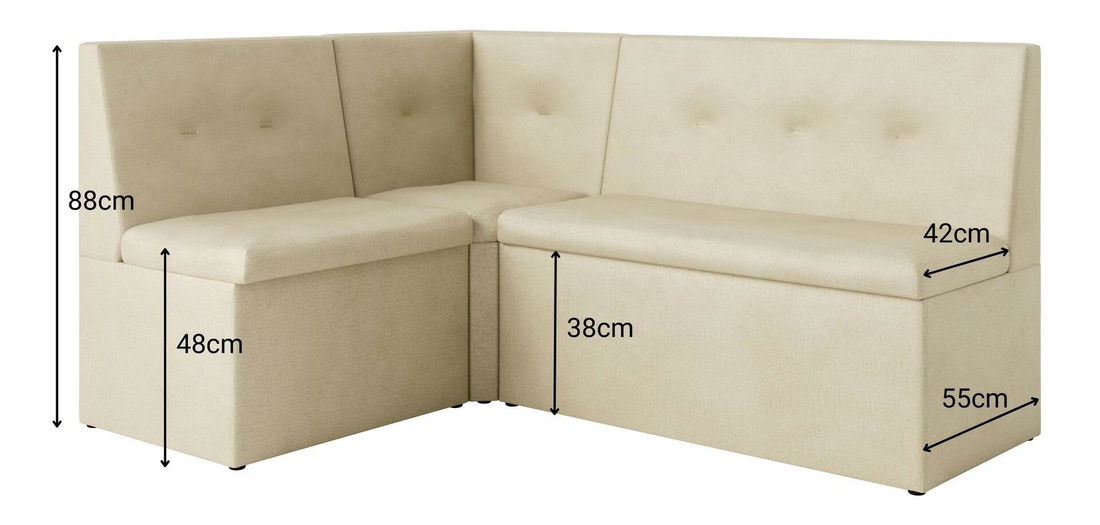 Kuhinjska kutna klupa Layla 130x170 (krem)