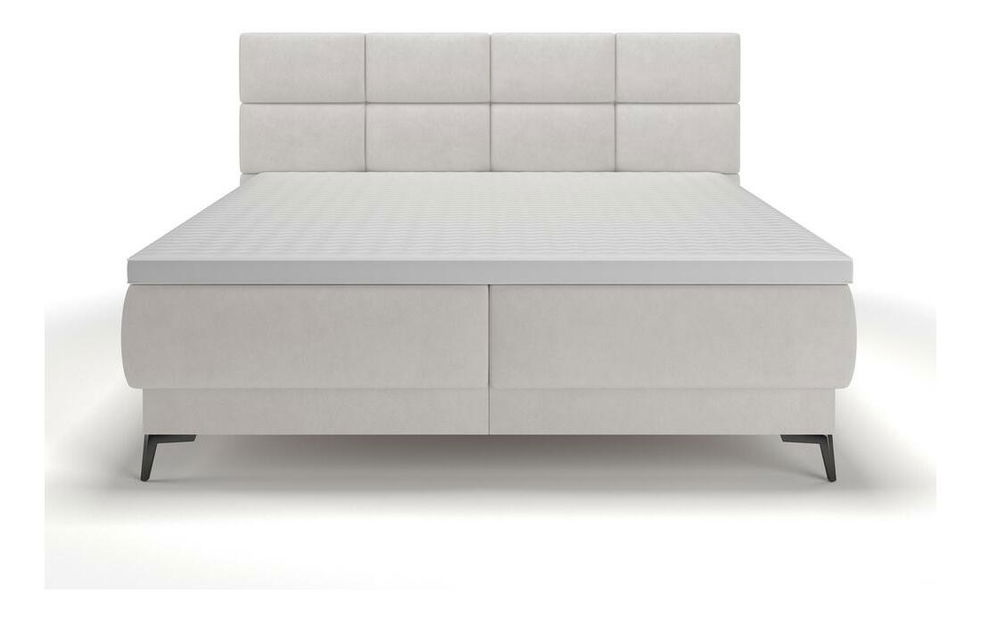 Pat matrimonial 140 cm Riviera 140 (cu somieră și saltea) (cu sp. depozitare) (gri + negru)