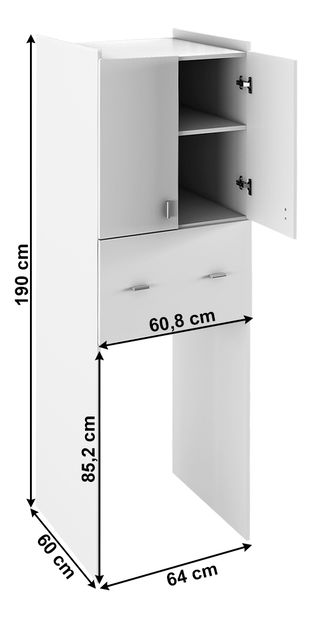 Dulap adânc deasupra mașinii de spălat Nariel typ 9 (alb)