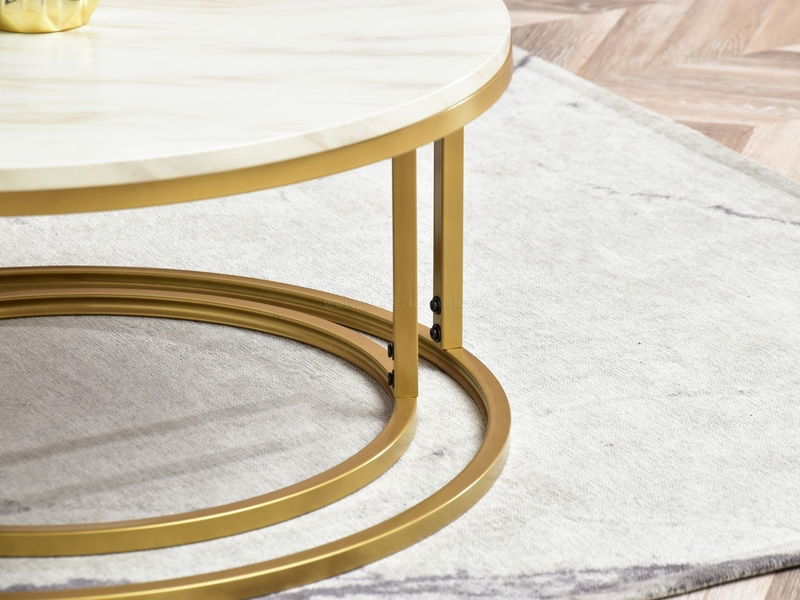 Konferenčný stolík Kolja Zest Xl (béžová + zlatá)