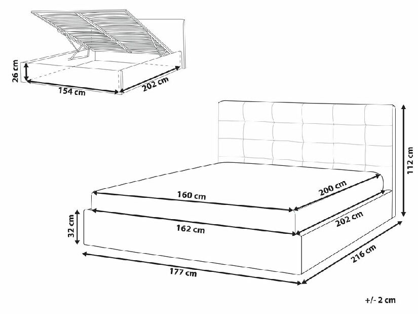 Manželská posteľ 160 cm Lorza (zamatová sivá)