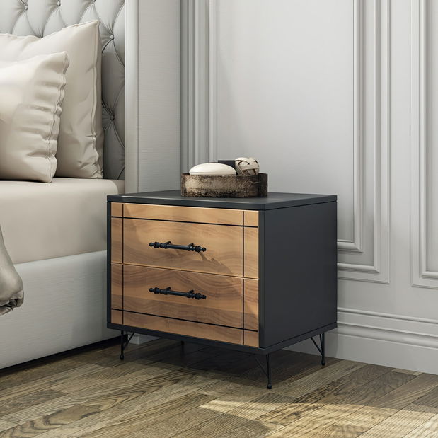 Éjjeliszekrény Natasha (dió + fekete)