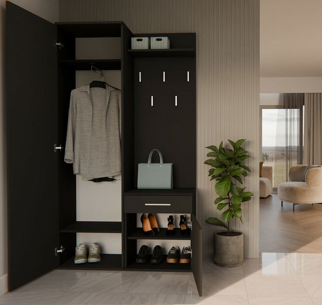 Predsieňová zostava Dialogos 1 (čierna) (so zrkadlom)