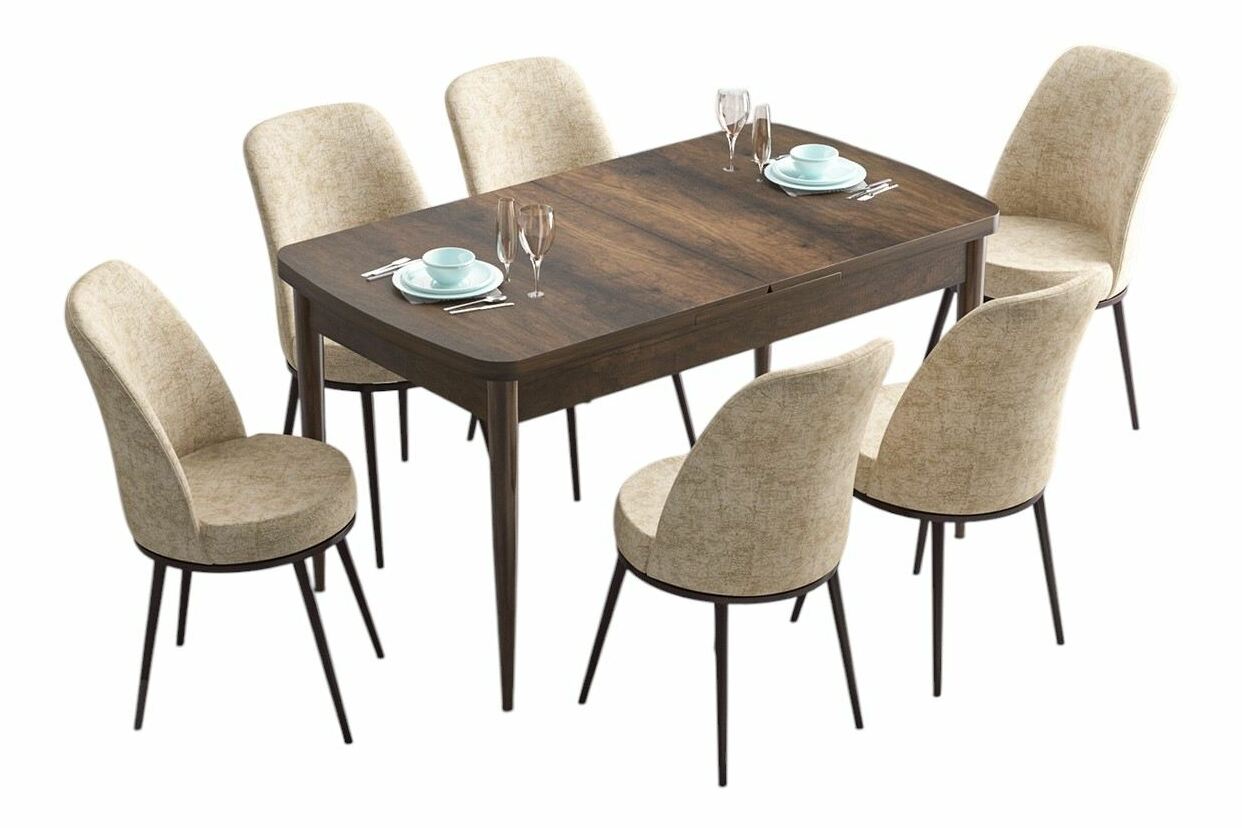 Jedálenský set Hana (orech barokový + krémová) (pre 6 osôb)