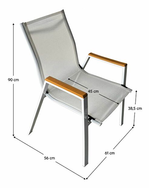 Kerti szék BANTO (fehér acél + tölgy)