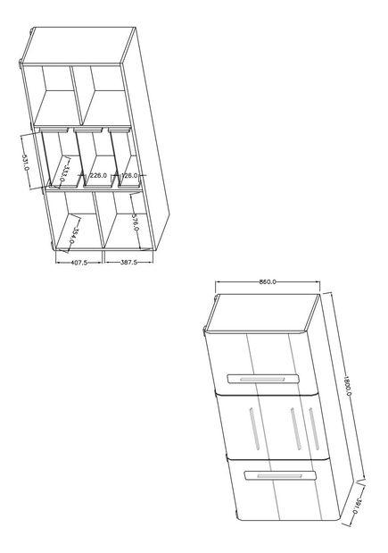 Komoda Tashia Typ 26 (bijela + visoki bijeli sjaj)