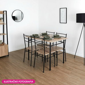 Jedálenský set Metabolicas (dub sonoma + čierna) (pre 4 osoby)
