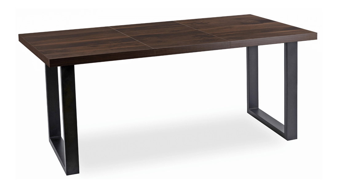 Masă sufragerie extensibilă Tomko (nuc + negru) (pentru 6-8 persoane)