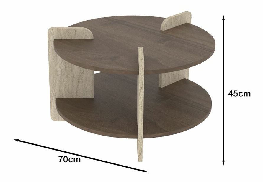 Konferenčný stolík Oaly 1 (travertín + orech)