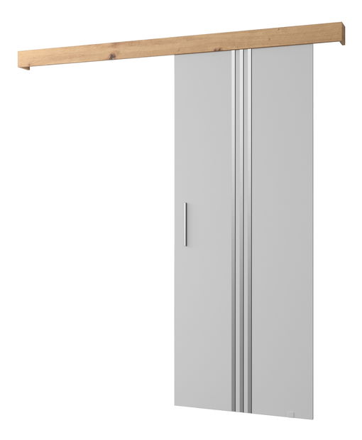 Posuvné dvere 90 cm Sharlene V (biela matná + dub artisan + strieborná)