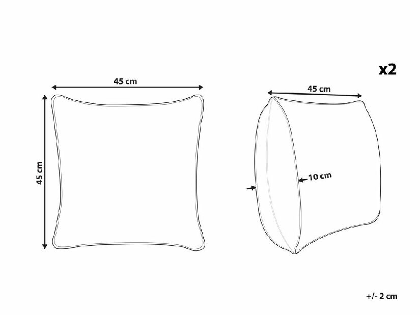 Set 2 ukrasna jastuka 45 x 45 cm Helikop (bijela)