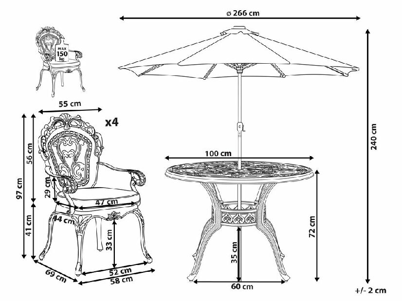 Set mobilier de grădină Sapricot (maro) 