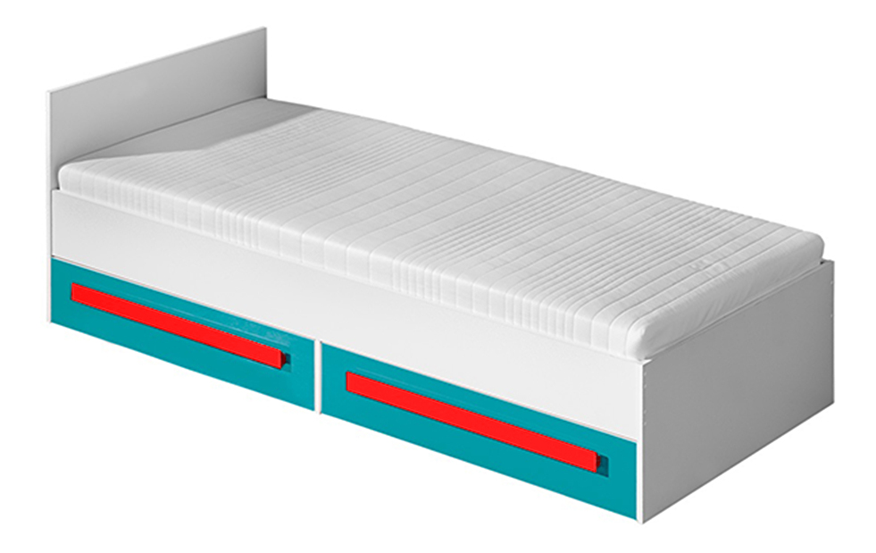 Jednolôžková posteľ 90 cm Gullia 11 (tyrkysová + červená)