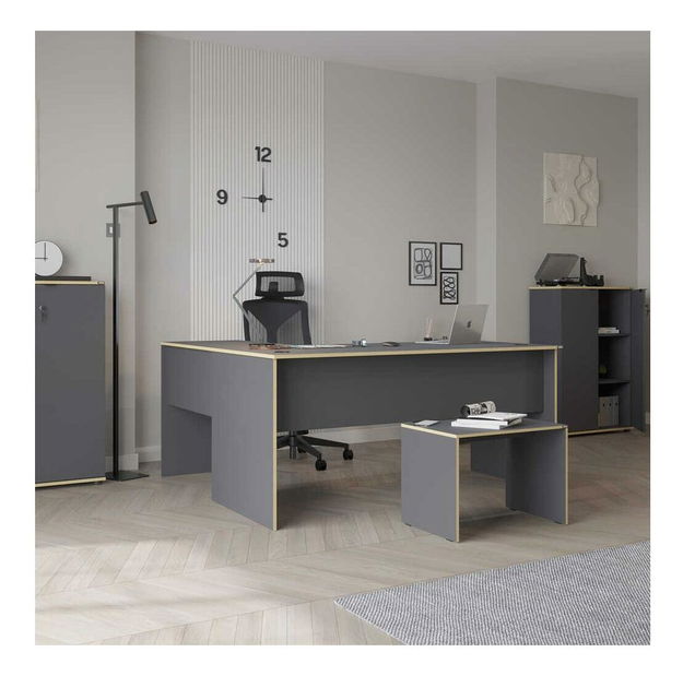 Kutni PC stolić Raven (antracit + hrast)