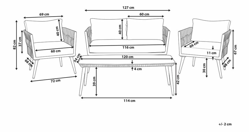 Sedacia súprava Prezo (sivá)