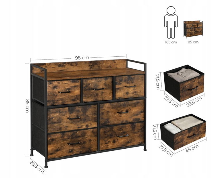 Comodă Lirano (negru + maro) *vânzare stoc