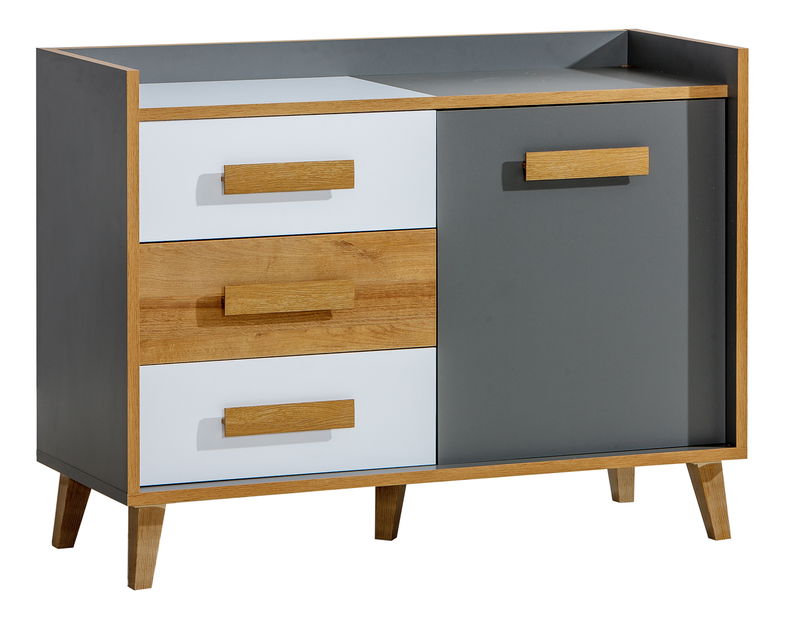 Komoda tipW6 Wendy (antracit + bijela + hrast Wotan)
