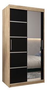 Ruhásszekrény 120 cm tükörrel Verika 2 120 (szonoma tölgy + fekete)
