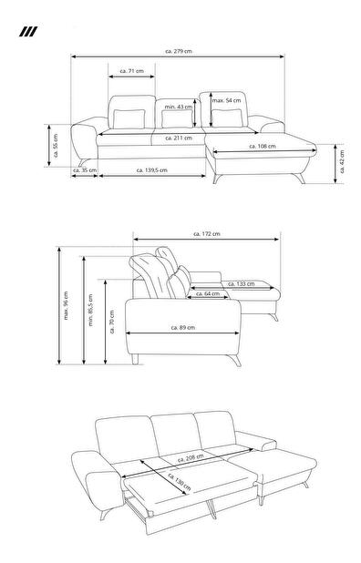 Kutna garnitura Altham (crna) (D)