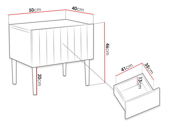 Nočný stolík Brie (Čierna + Čierny lesk)