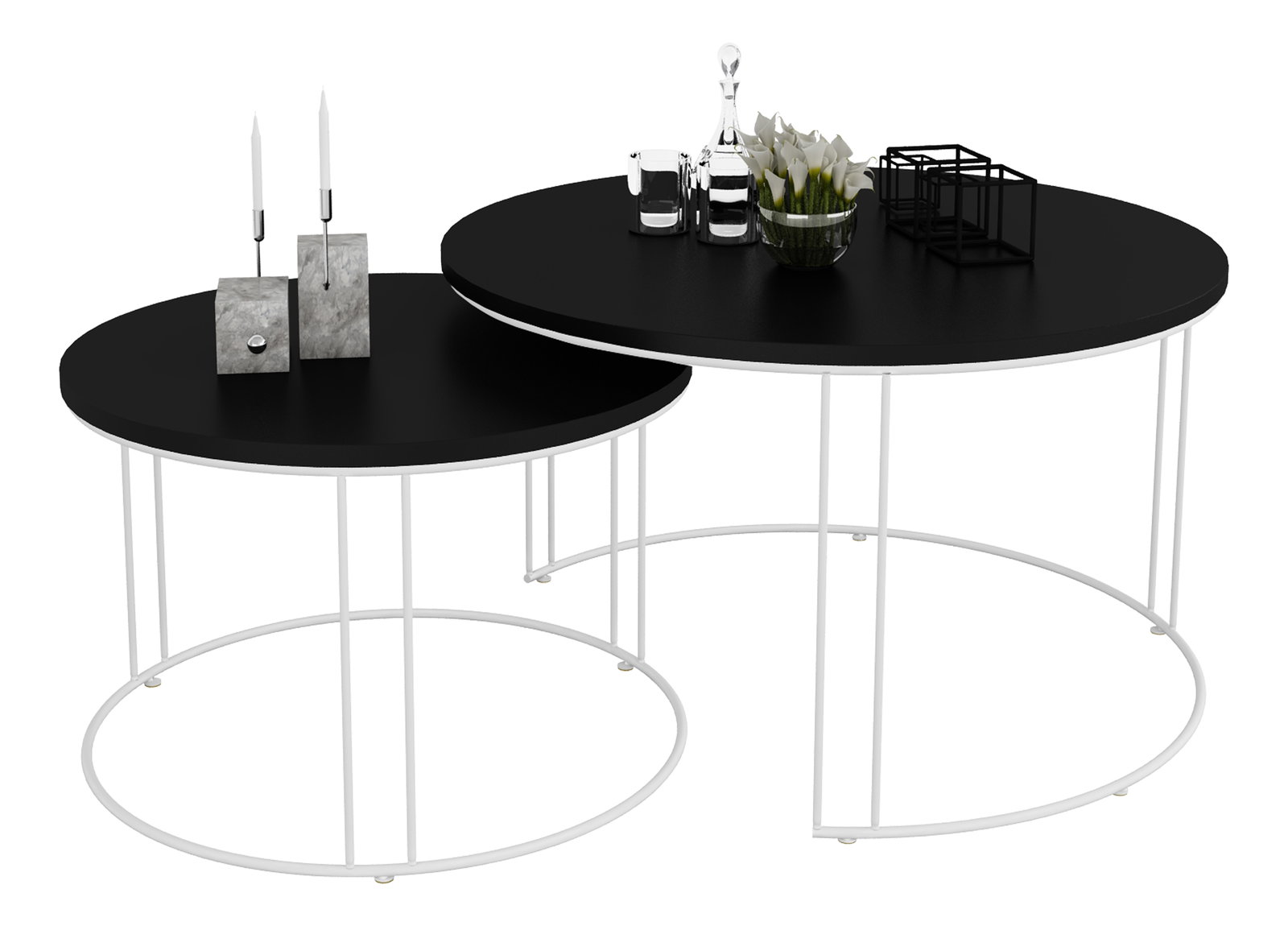 Set 2 ks. konferenčných stolíkov Essence (biela + čierna)