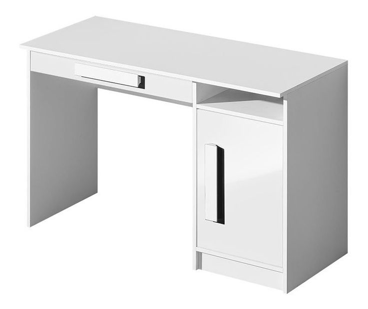 PC asztal Rowan RL9 (fehér + fehér fényes + szürke)