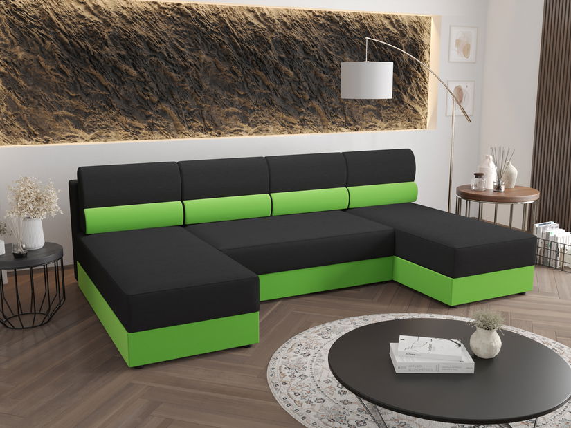 Kutna garnitura u obliku slova U Radiant U1 (crna + zelena)