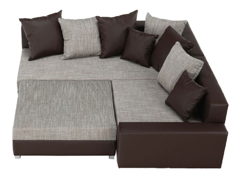 Rohová sedačka Pitton New hnedá (P) (s taburetkou)