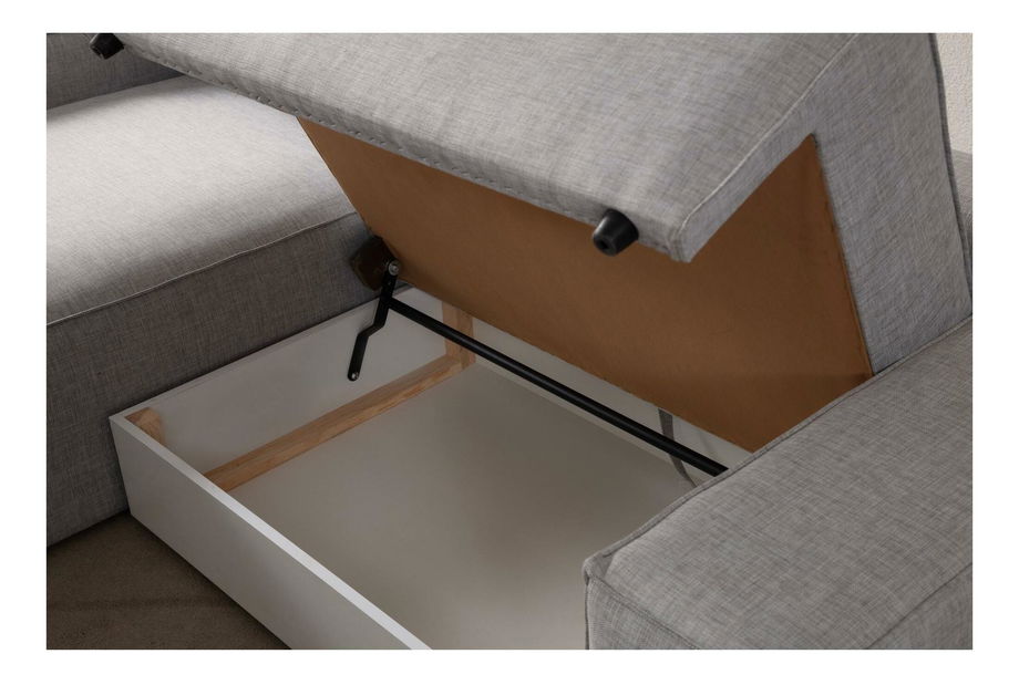 Kutna garnitura Pirlofenzza (s prostorom za odlaganje) (L) (svijetlosiva)