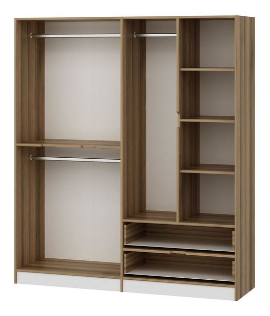 Šatníková skriňa Erich 3 (orech + biela)