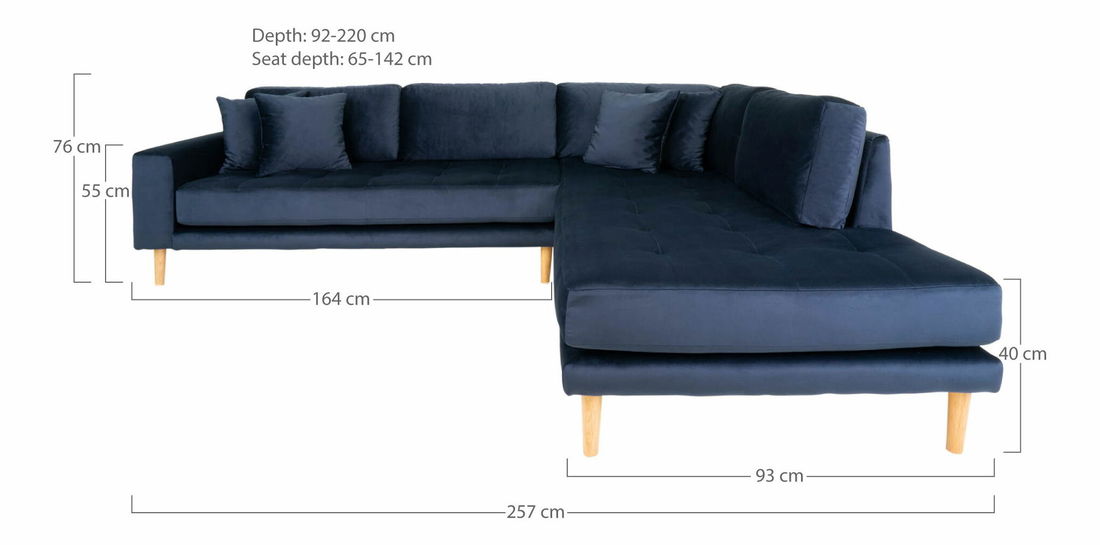 Rohová sedacia súprava (P) Lvaveriaora L (tmavomodrá)