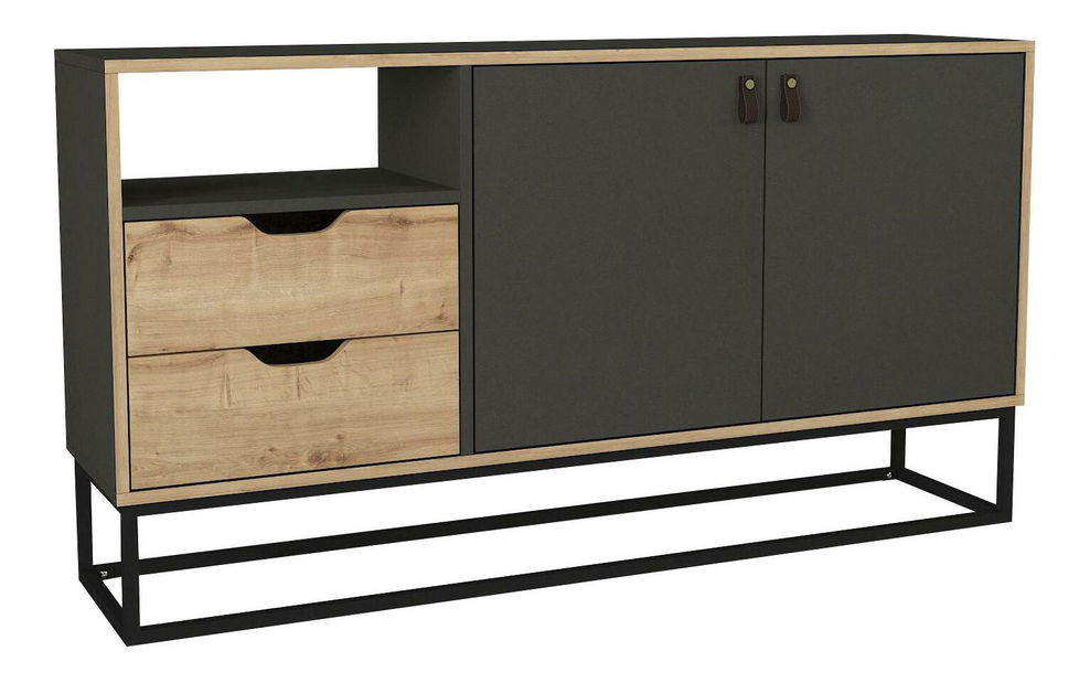 Konzolový stolík Vasuvo (dub zafírový + antracit) 