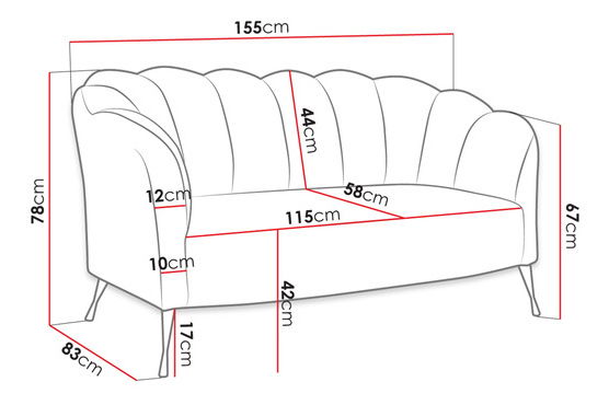 Sofa Tejer (siva + crni krom)