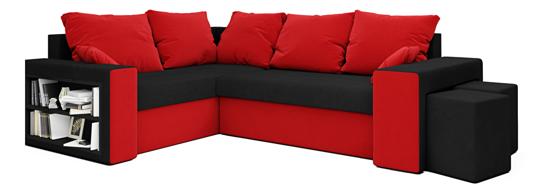 Sarok ülőgarnitúra Dawn L (piros + fekete) (B)