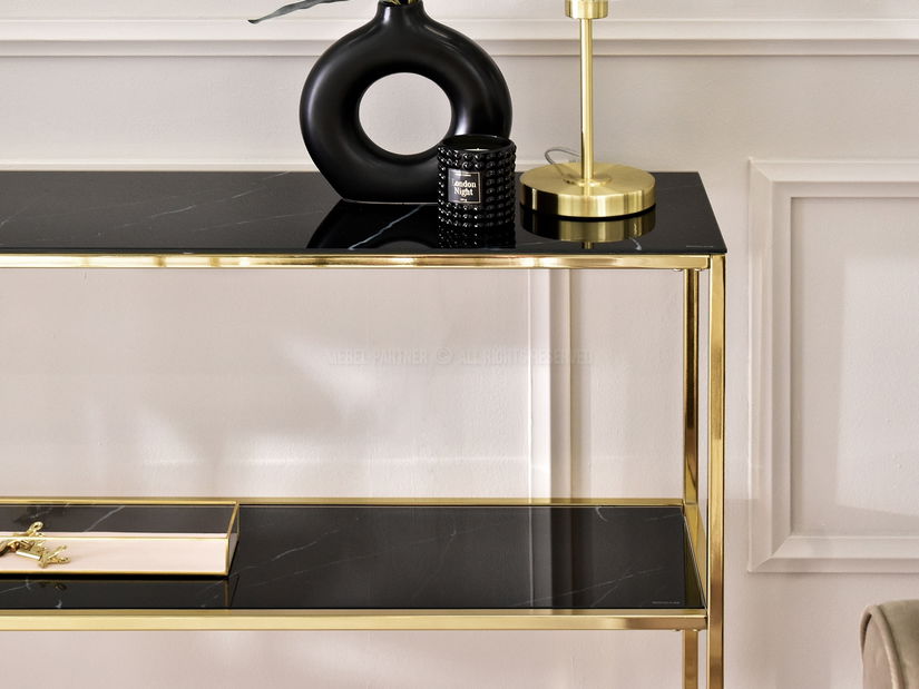Konzolni stolić Bella Kons Bis (crni mramor + zlatna)