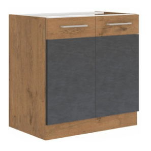 Alsó mosogató szekrény 80 ZL 2F BB Velaga (matt szürke + lándzsa tölgy)