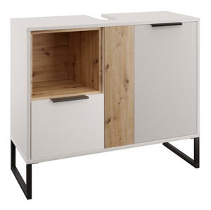 Dulap sub lavoar Cubin 03 (alb + stejar artisan)