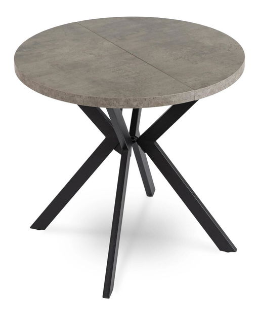 Blagovaonski stol na razvlačenje Desistir (beton + crna) (za 4 do 8 osoba)