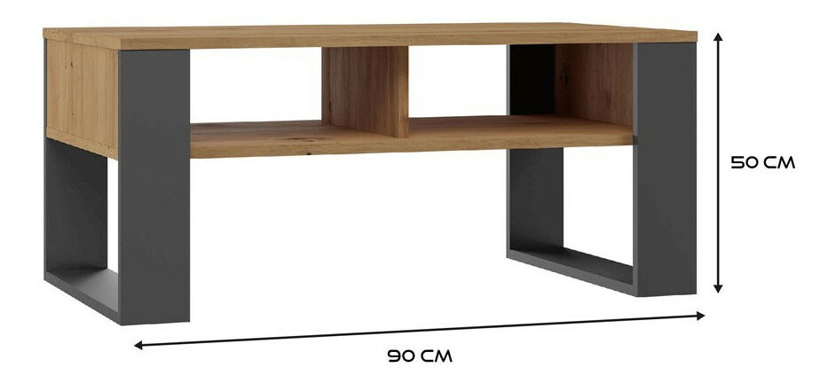 Stolić za kavu Maduro 3 (hrast artisan + antracit)
