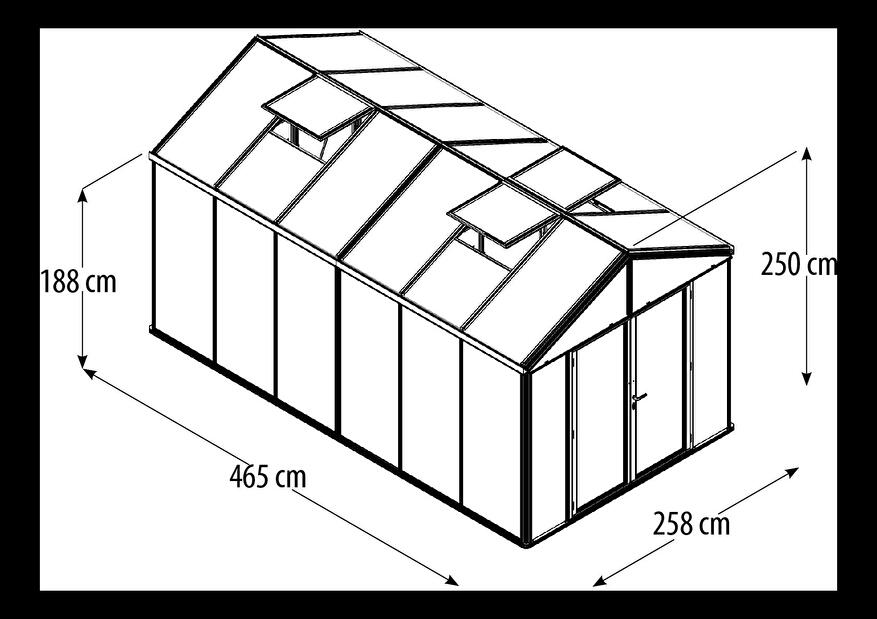 Stil clasic Greenhouse Poseidon 11900 (policarbonat + sticlă securizată + negru)