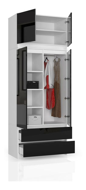 Dulap de haine Sagan (Negru lucios)