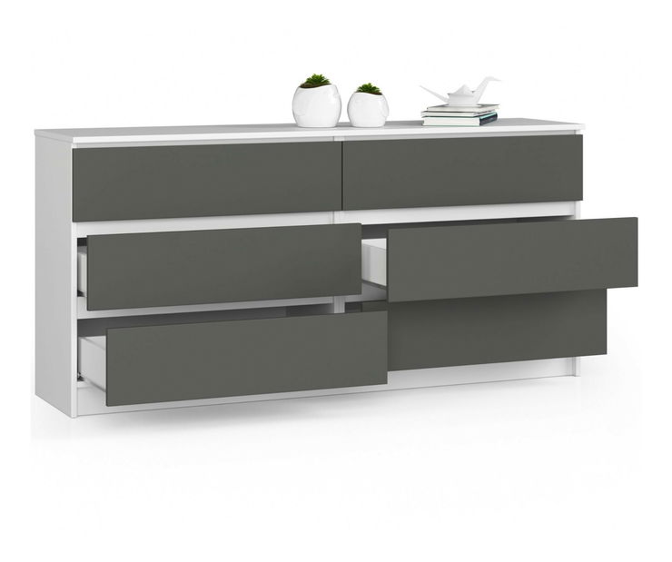 Komoda Koa III (biela + sivá)