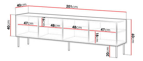TV skrinka Godzes Bis 200 4D (biela + čierna) 