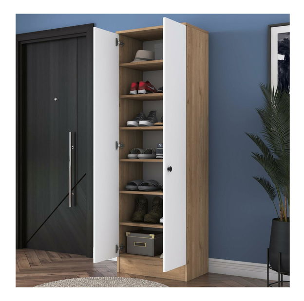 Dulap cu rafturi Pixie 13 (nuc + alb) *lichidare de stoc