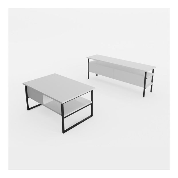 Set mobilier pentru living Pimoko (alb) 